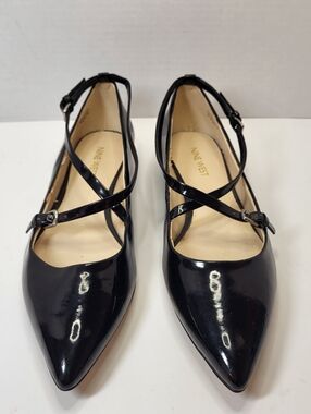 Nine West Anastagia Ballet Flats Black Patent Leather Size 7.5 Classic